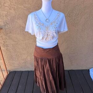 emma james white and gold beaded boho top